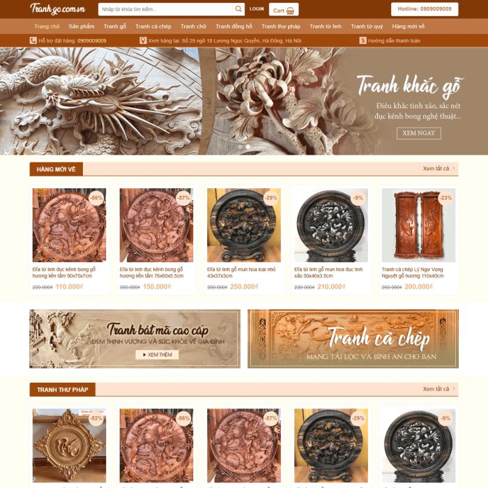 Mẫu website tranh điêu khắc gỗ - Ms:028