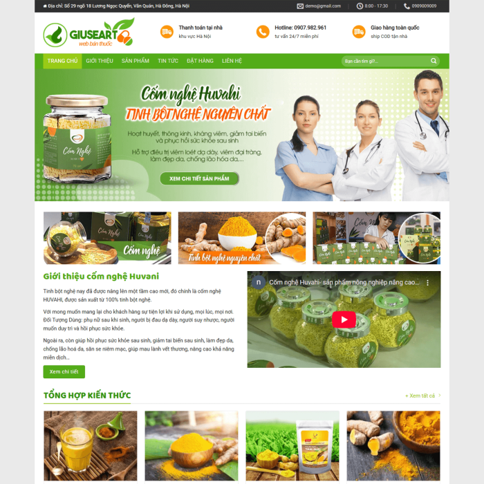 Mẫu website thực phẩm bảo vệ sức khỏe - Ms:058