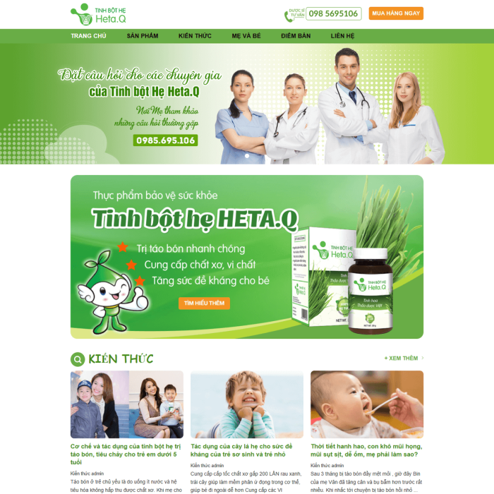 Mẫu website thực phẩm bảo vệ sức khỏe - Ms:059