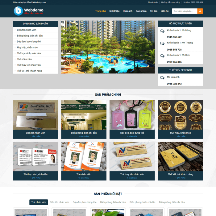 Mẫu website biển tên, thẻ - Ms:002