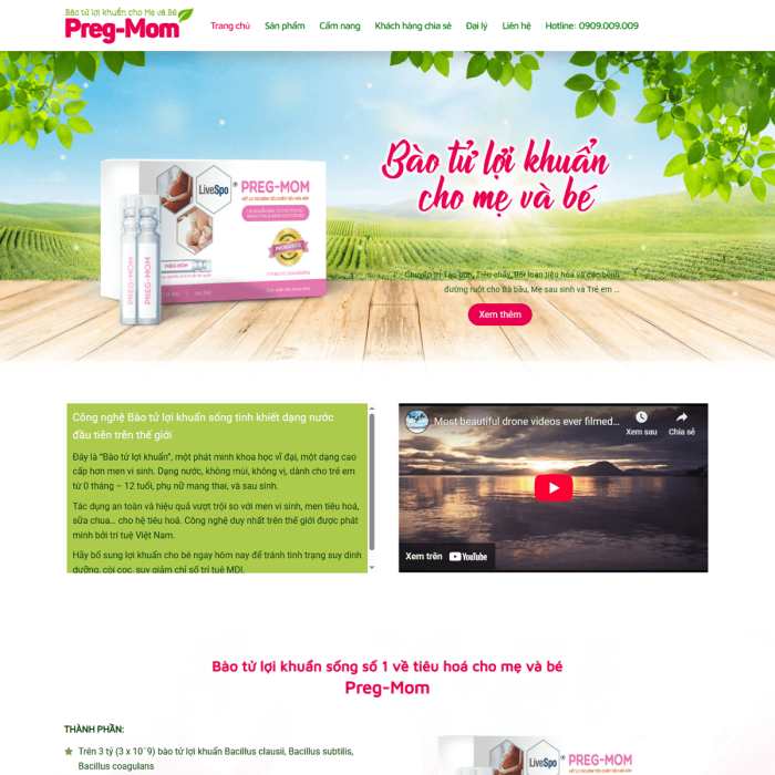 Mẫu website thực phẩm chức năng mẹ & bé - Ms:003