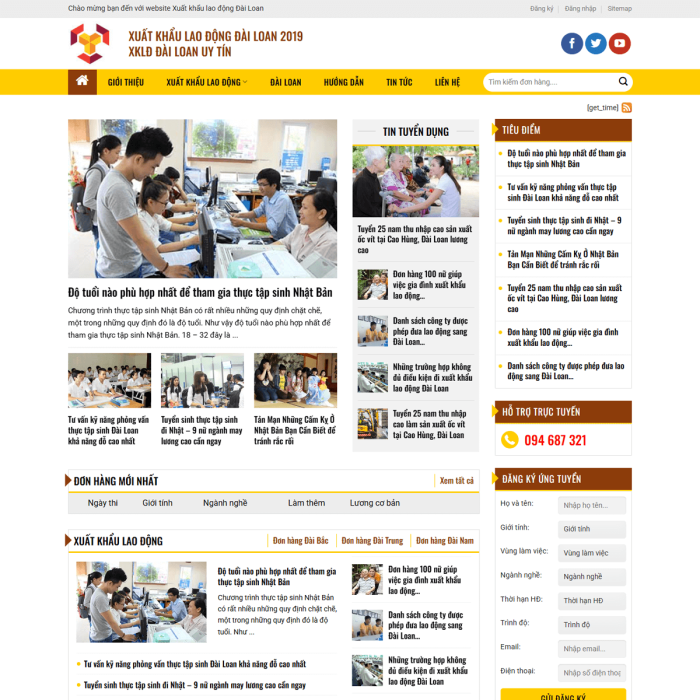 Mẫu website xuất khẩu lao động - Ms:004