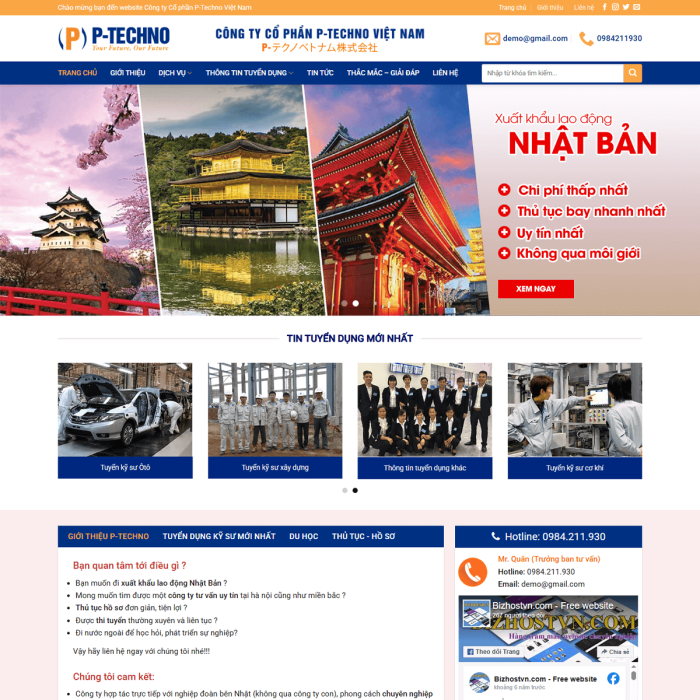 Mẫu website xuất khẩu lao động - Ms:008