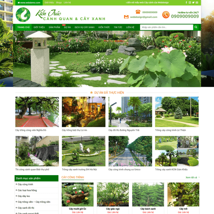 Mẫu website cảnh quan & cây xanh - Ms:011