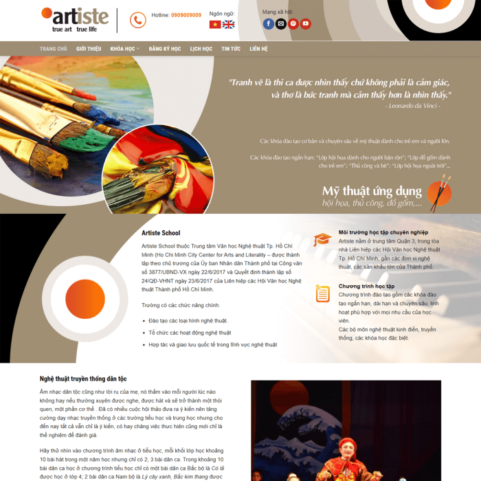 Mẫu website trung tâm văn học nghệ thuật - Ms:012