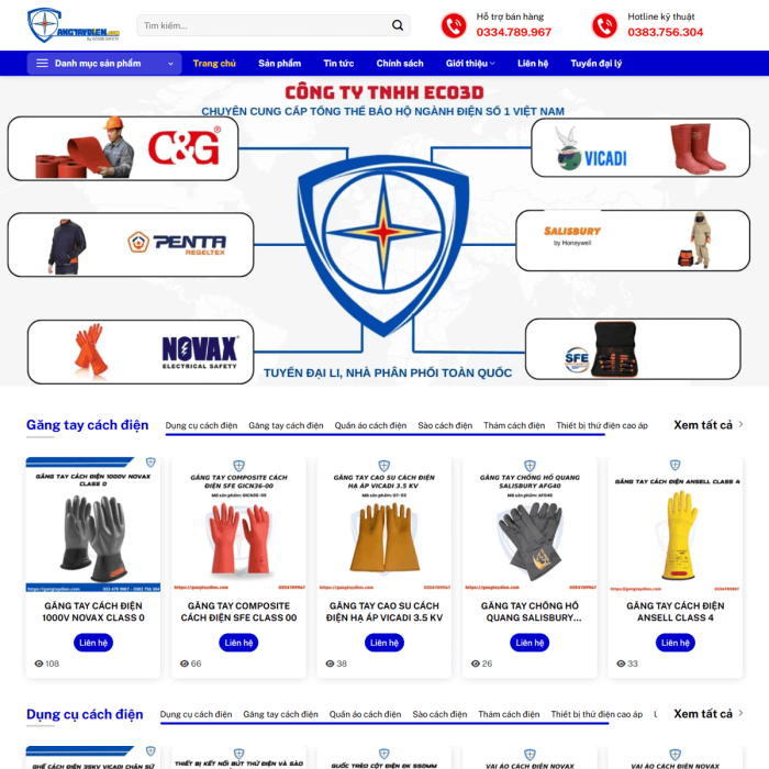 Mẫu website thiết bị bảo hộ ngành điện - Ms:013