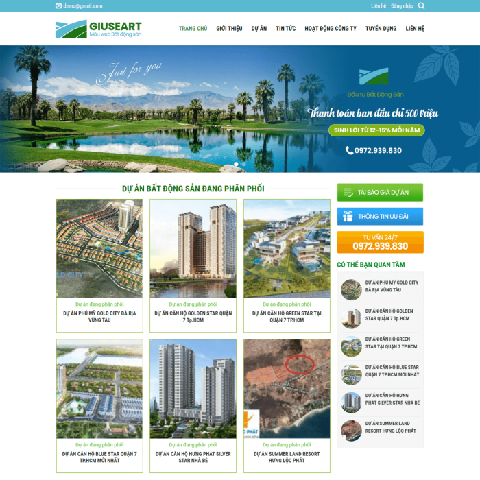 Dự án website căn hộ cao cấp - Ms:015