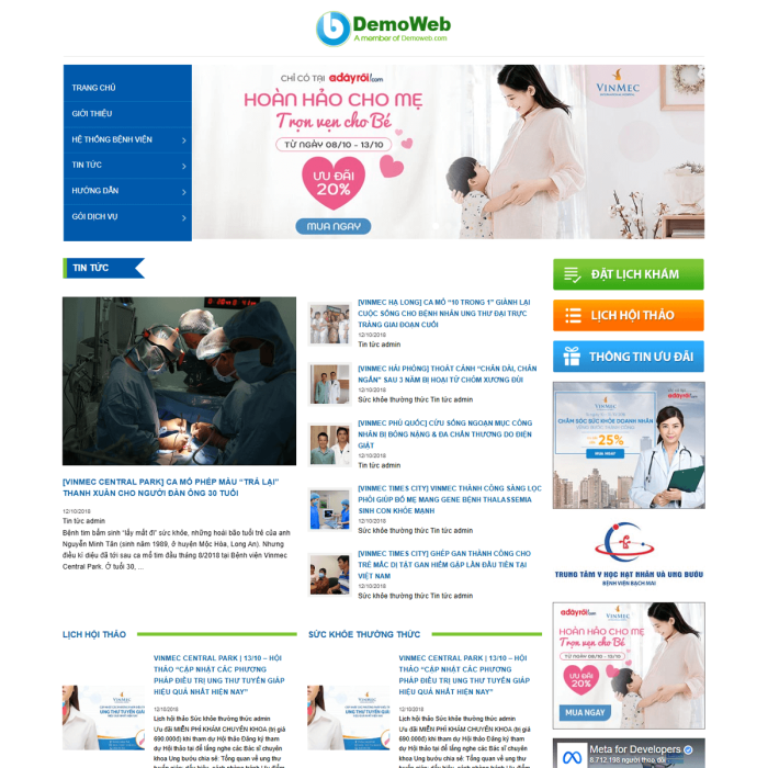 Mẫu website hệ thống y tế tư nhân - Ms:018