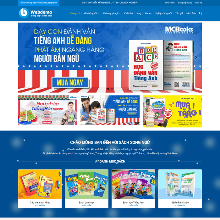Mẫu website sách song ngữ - Ms:019