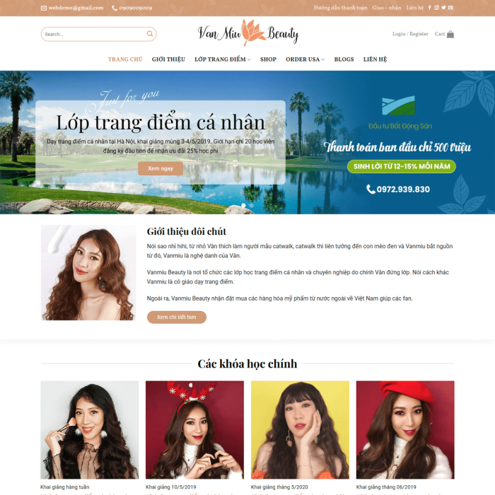 Mẫu website lớp học trang điểm - Ms:023
