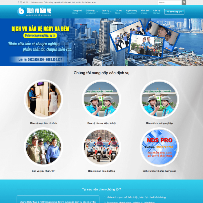 Mẫu website dịch vụ bảo vệ - Ms:024