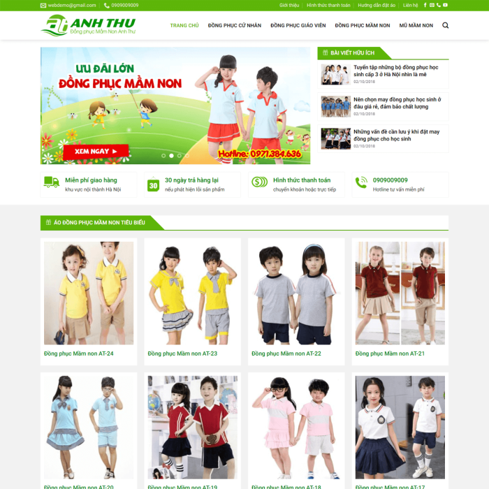Mẫu website đồng phục mầm non - Ms:025