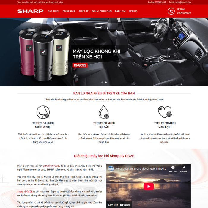 Mẫu website máy lọc không khí xe hơi - Ms:031