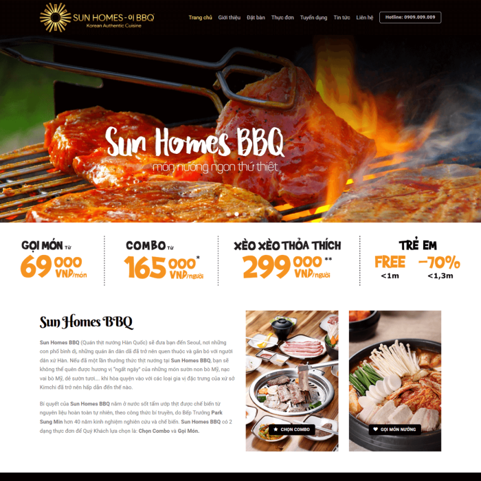 Mẫu website quán thịt nướng BBQ - Ms:034