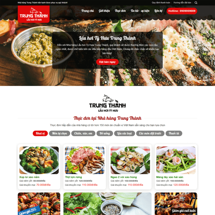Mẫu website nhà hàng lẩu - Ms:035
