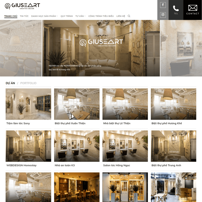 Mẫu website thiết kế thi công nội thất - Ms:037