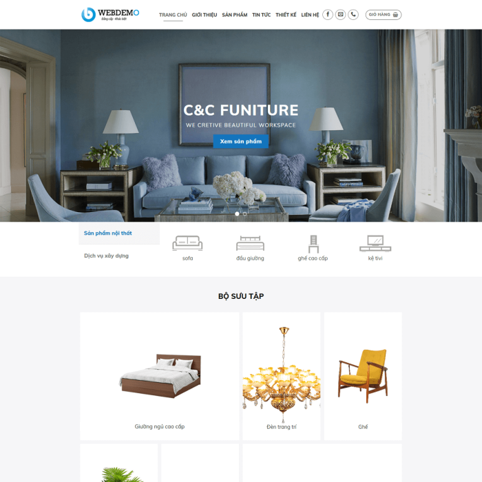 Mẫu website thiết kế thi công nội thất - Ms:038