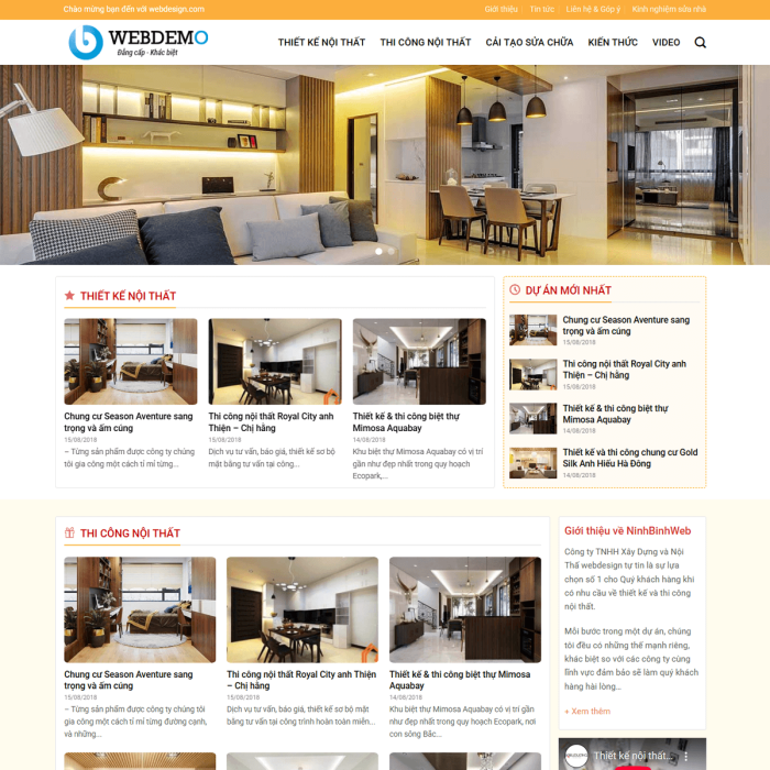 Mẫu website thiết kế thi công nội thất - Ms:039