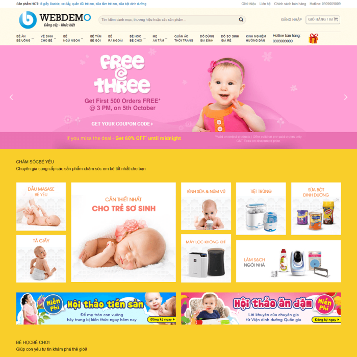 Mẫu website sản phẩm cho em bé - Ms:004