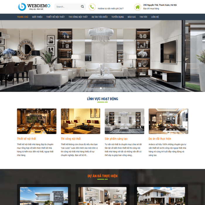 Mẫu website thiết kế thi công nội thất - Ms:041