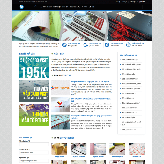Mẫu website thiết kế in ấn - Ms:044