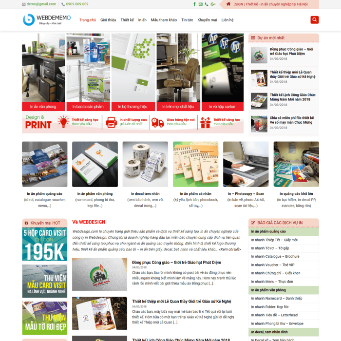 Mẫu website thiết kế in ấn - Ms:045