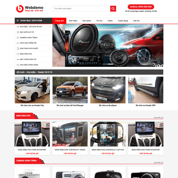 Mẫu website phụ kiện và đồ chơi xe hơi - Ms:046