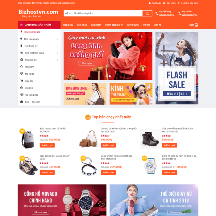 Mẫu website shop thời trang - Ms:005