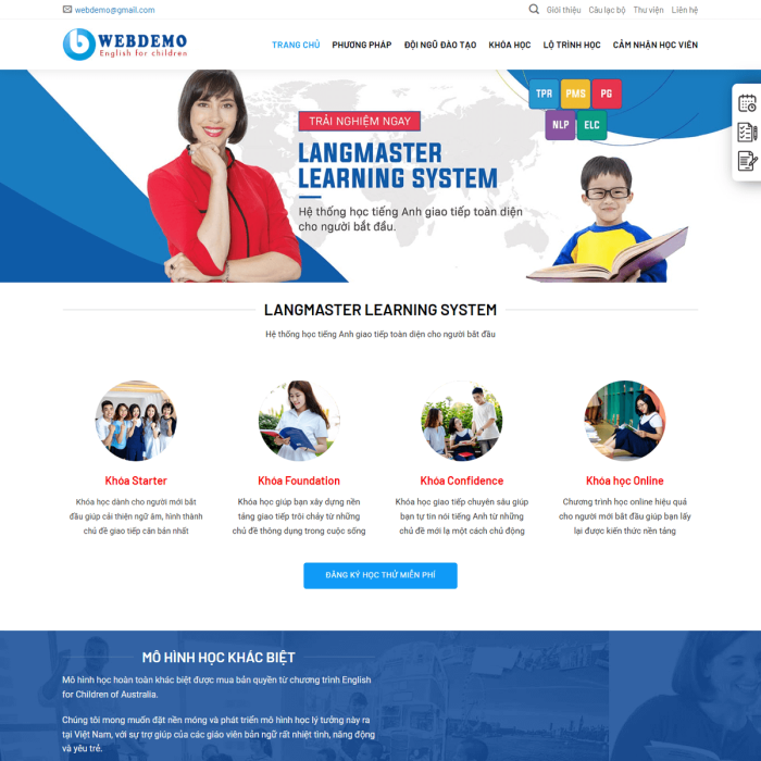 Mẫu website trung tâm tiếng anh - Ms:061