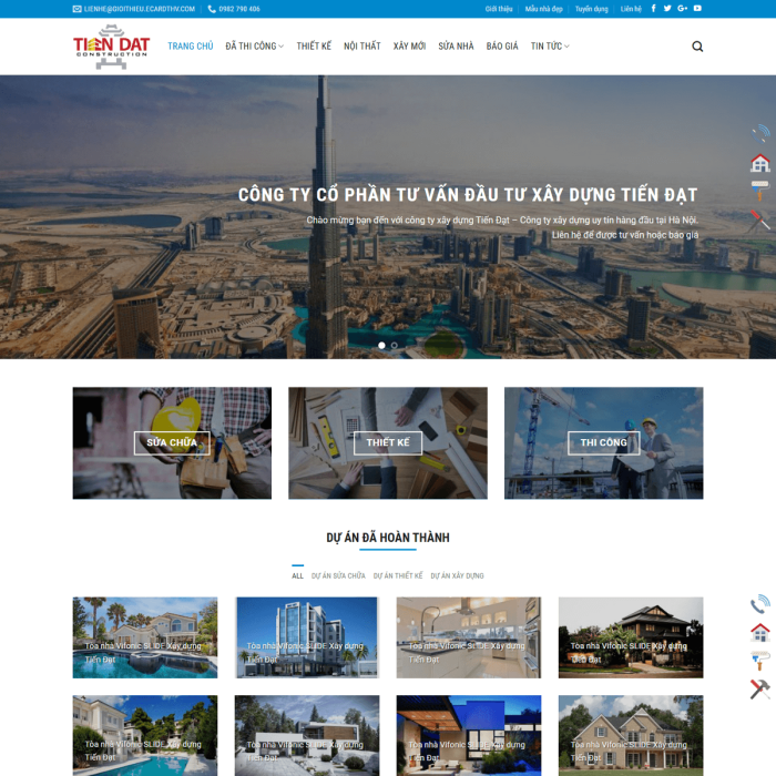 Mẫu website thiết kế, thi công xây dựng - Ms:064