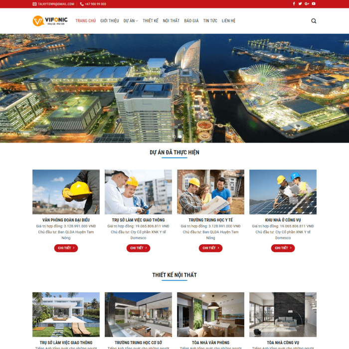 Mẫu website thiết kế, thi công xây dựng - Ms:065