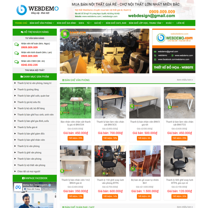 Mẫu website mua bán nội thất - Ms:013