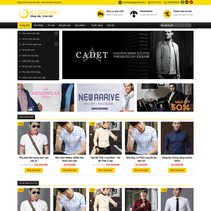 Mẫu website thời trang nam - Ms:014