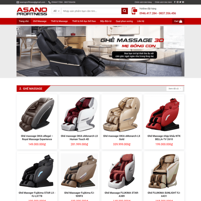 Mẫu website ghế massage - Ms:015