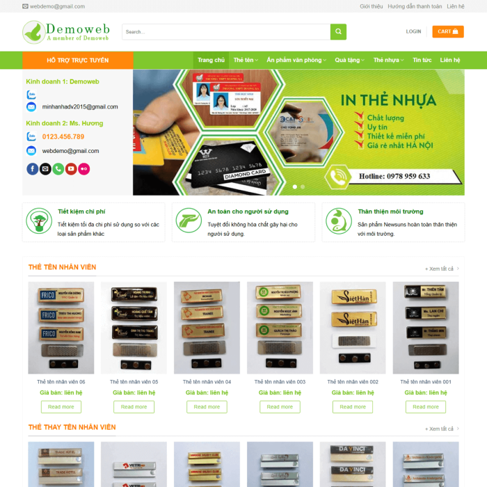 Mẫu website thẻ tên, ấn phẩm - Ms:017