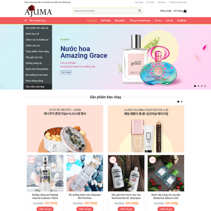 Mẫu website mỹ phẩm - Ms:018