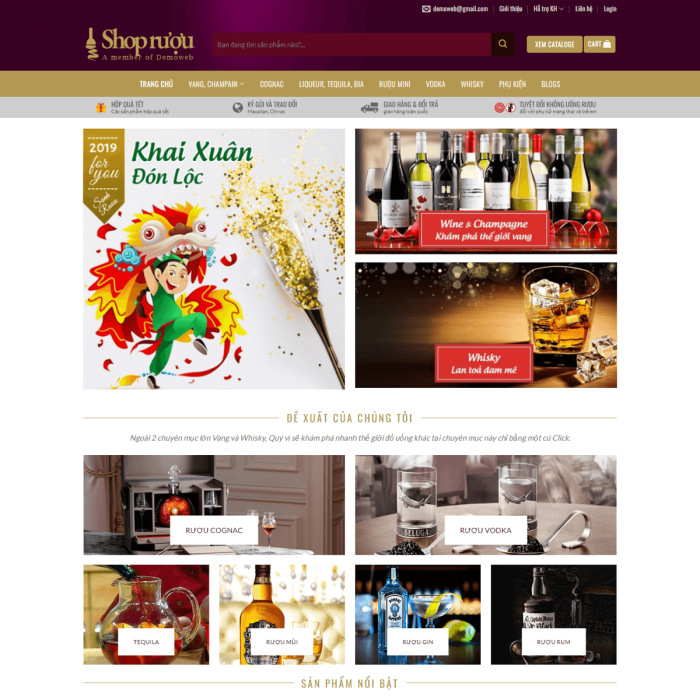 Mẫu website rượu vang - Ms:024