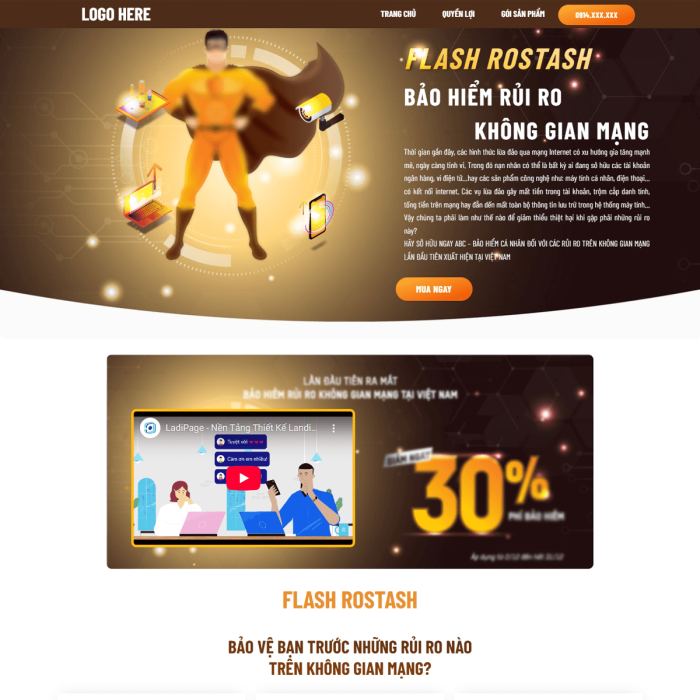 Mẫu landing page bảo hiểm rủi ro - Ms:001