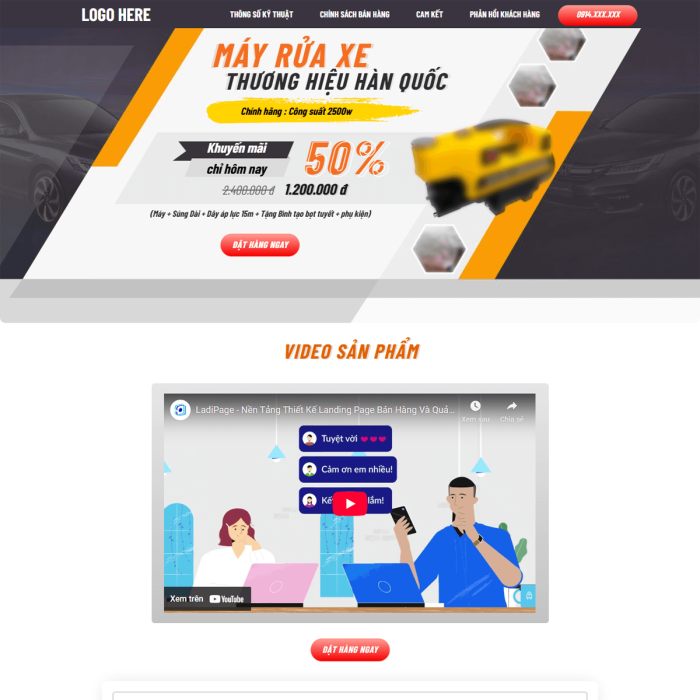 Mẫu landing page máy rửa xe Ranger - Ms:002