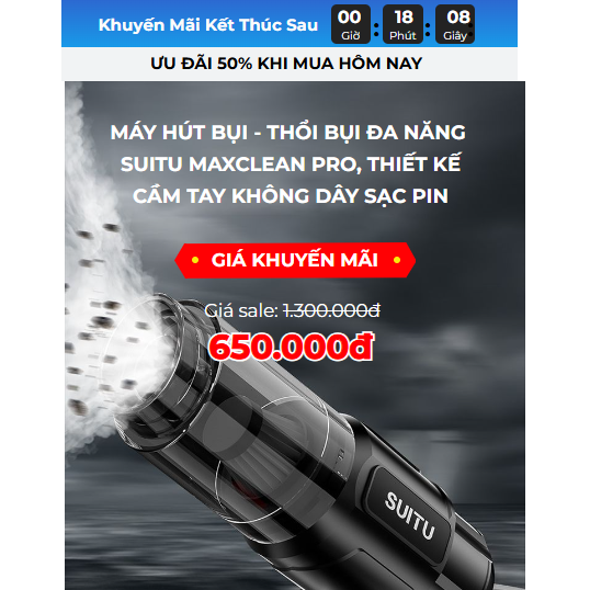 Mẫu landing page máy hút bụi ô tô - Ms:008