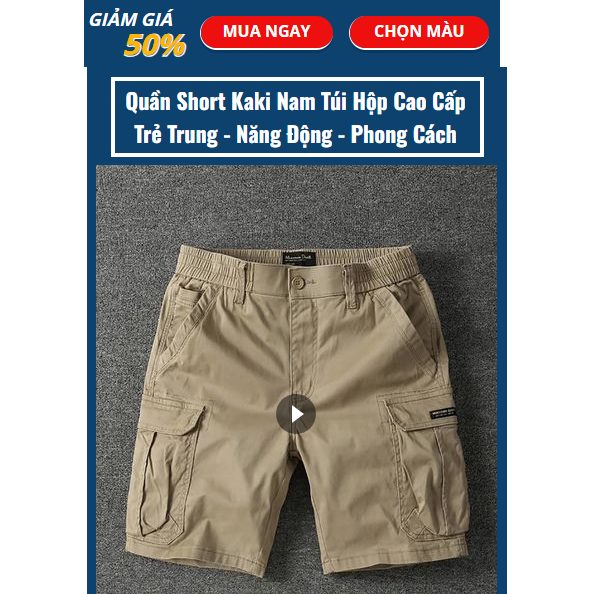 Mẫu landing page quần short kaki nam - Ms:013