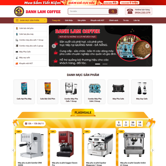 Mẫu website máy coffee - Ms:029