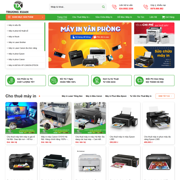 Mẫu website cho thuê máy in - Ms:030