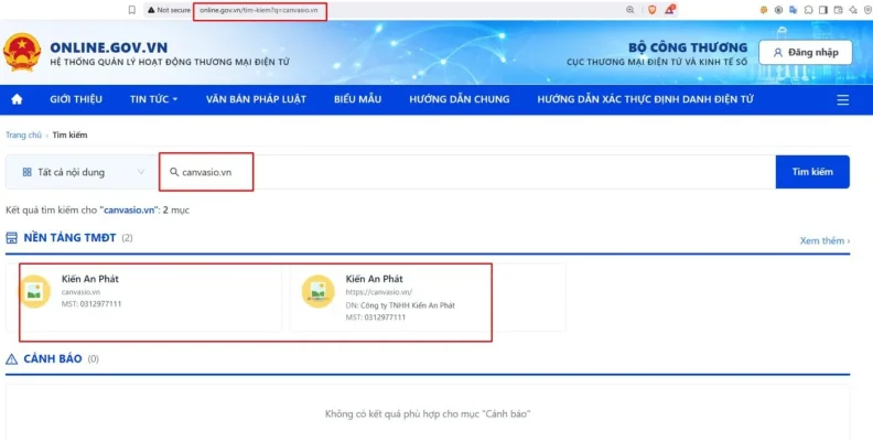 Kiểm tra để biết website đã được xác nhận khai báo Bộ Công Thương chưa